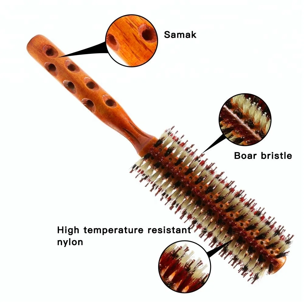 Heat Resistant Nylon Comb Wooden Hair Brush Wood Beard Brush 10 Days Boar Bristle Logo Engraving Custom Logo Bamboo Customized