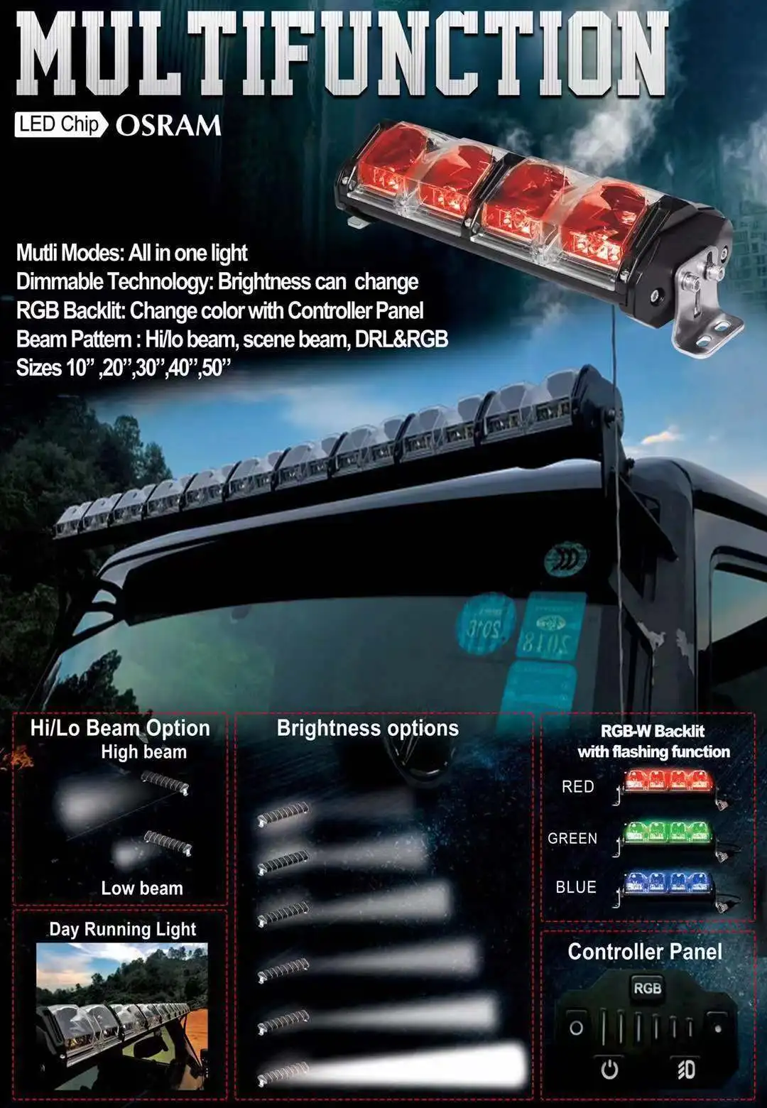 
Aurora new evolve light adapt RGB offroad led light bar 