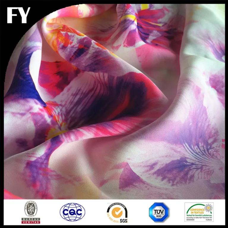 
Custom Designed digital print pure silk crepe fabric 