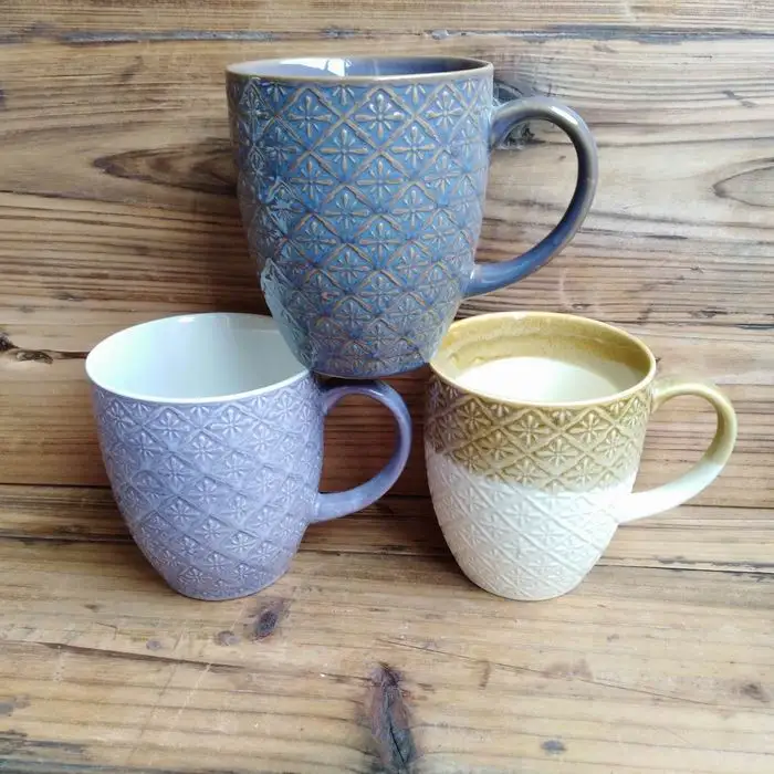 
Pad printing coffee mug with shape relief ceramic mug 