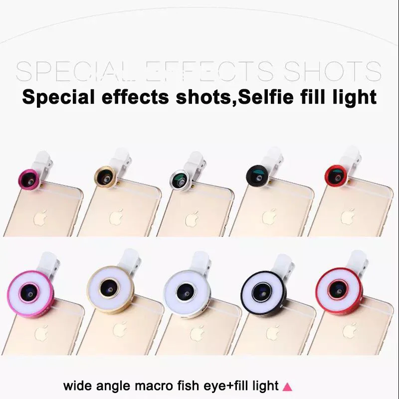 2020 подарок продвижение продукции кольцо селфи вспышка светодиодное заполняющее освещение для съемки с 6 в 1 Макро широкоугольный объектив рыбий глаз 3 в 1 комплект линз для всех смартфонов