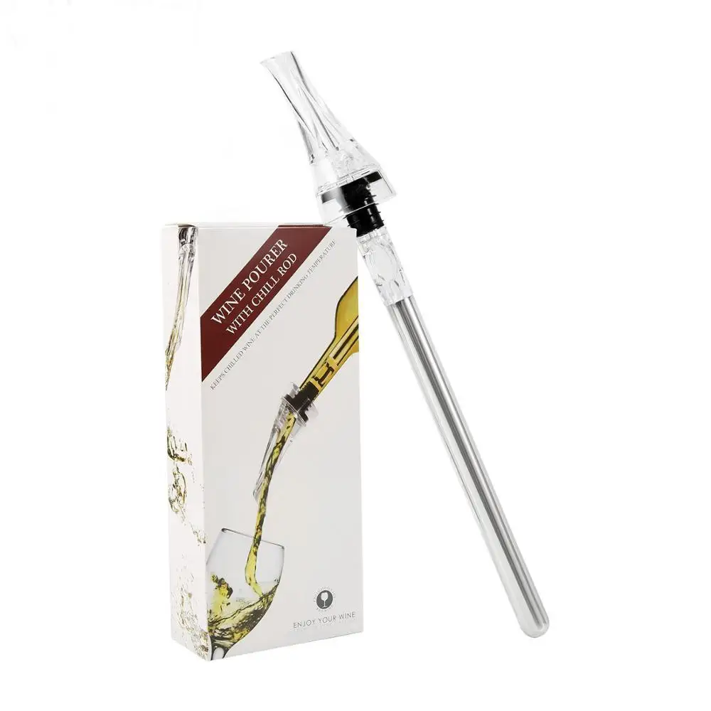 Best selling Stainless Steel Wine Bottle Cooler Stick Freezer with Aerator and Pourer Decanter