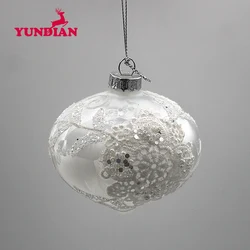 Wholesale Elegant Decorative Christmas Ornament Onion Shape White Frosted Hanging Glass Bauble Ball For Xmas Tree Wedding Party