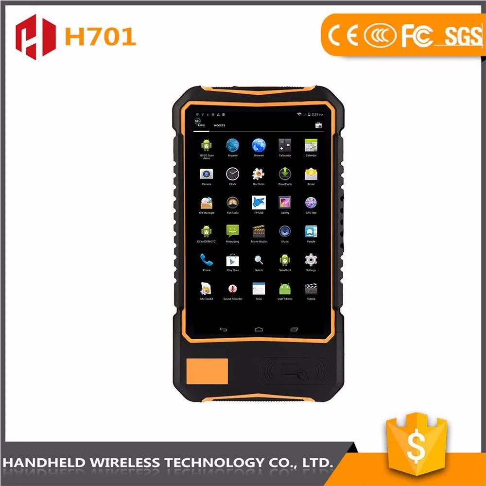 Хорошая репутация 7 inch прочный беспроводной H701 ip 65 android 4.4.2 rfid считыватель смартфон кпк pda