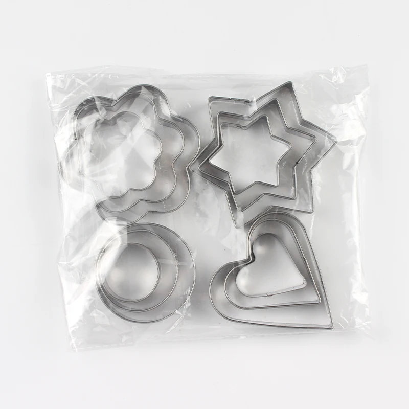 Форма для печенья из нержавеющей стали с круглыми звездами и цветами и сердцем