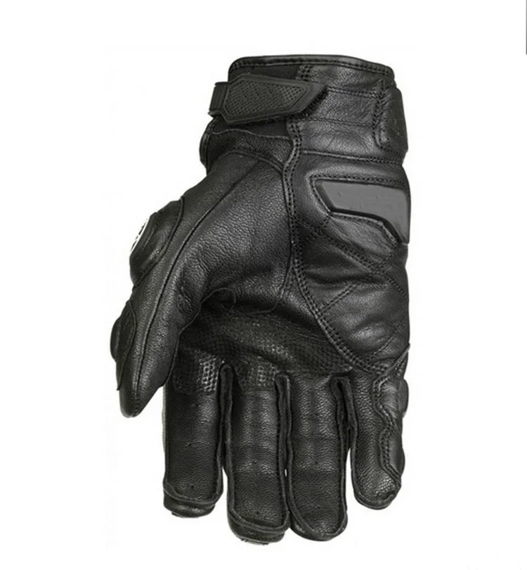 Professional White and black leather motorcycle race gloves