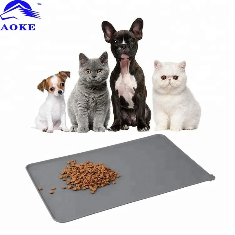 18.5 x 11.8 inch Silicone Pet Bowl Mat Non-stick Feeding Mat  Approved Waterproof Pet Food Mat for cats and dogs