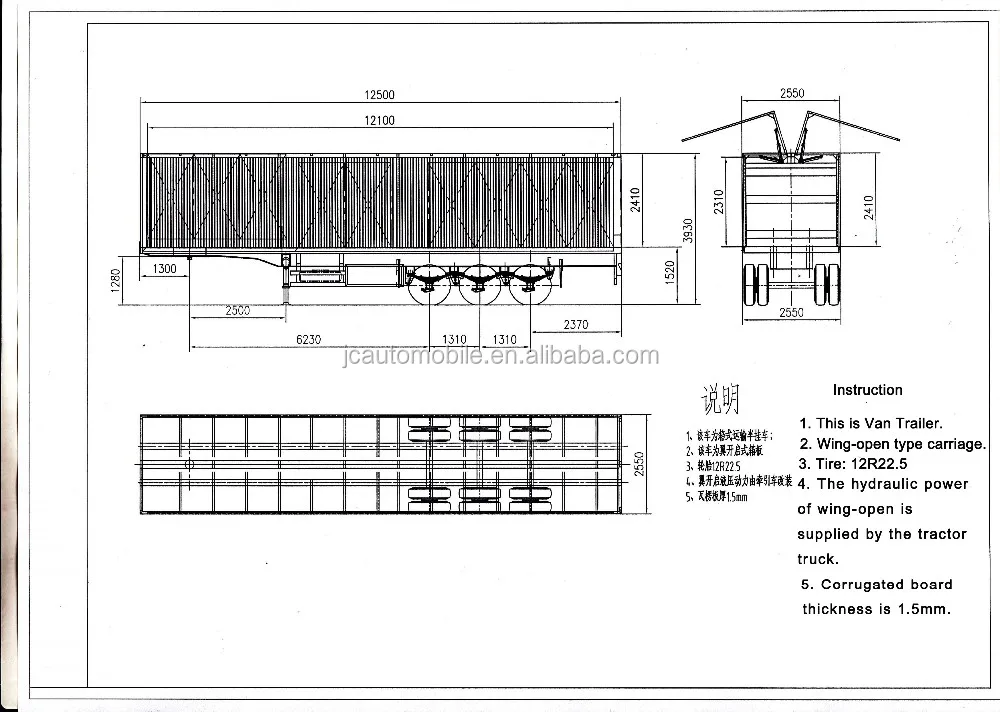 
High Quality Wing Van Trailer,Wing Body Truck Trailer,Open Van Semi Trailers 