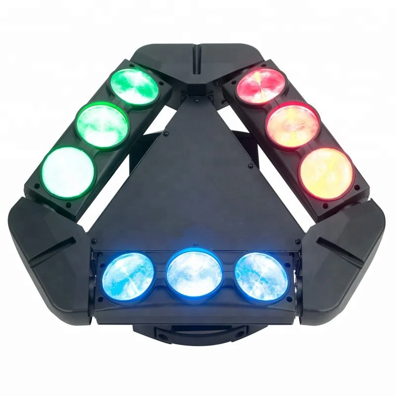 Professional ADJ Kaos Nine Heads 9*12W 9x12watt RGBW 4 in 1 triangle sharpy Beam led Spider Moving head stage disco light