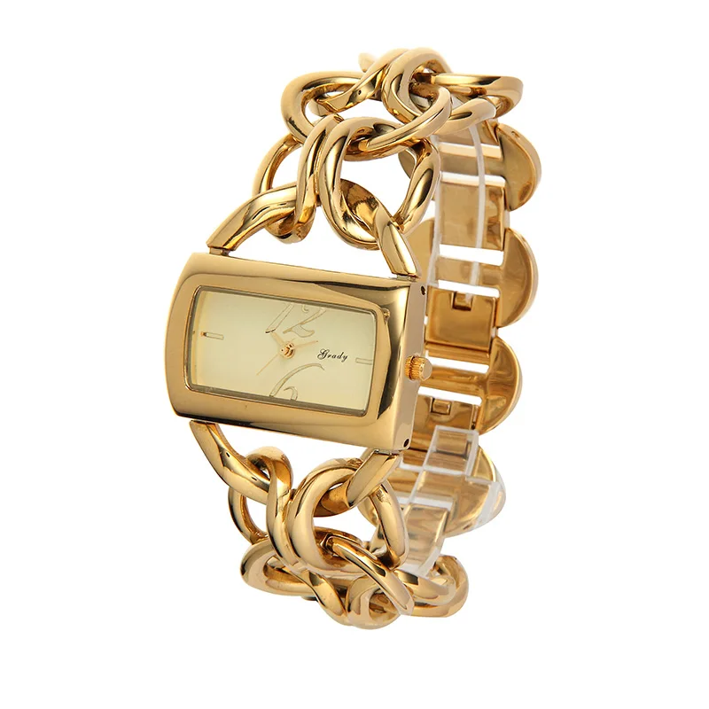 Luxury custom logo fashion ladies wrist watches japan movt  waterproof 24K gold watch for women