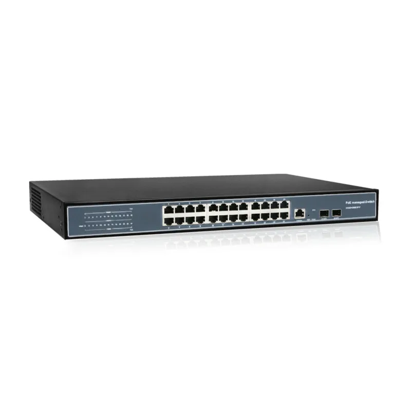 OEM 24 port vlan managed gigabit poe switch 400w with 2 port 1000mbps sfp 1 console
