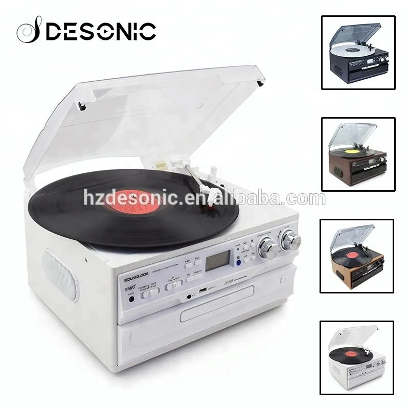 USB RECORDING VINYL TURNTABLE PLAYER WITH CD CASSETTE AND RADIO