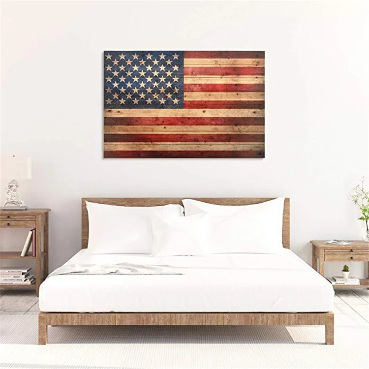 
American Echoes Vintage Wooden United States Flag Wall Art 