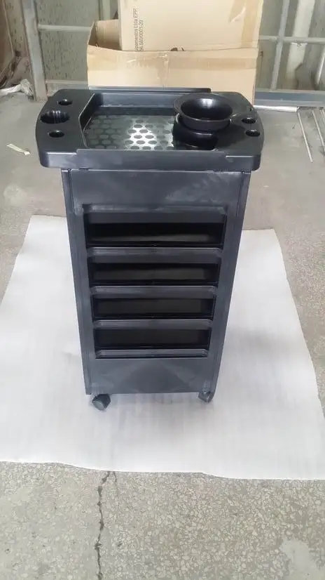 
KIKI NEWGAIN Wholesale Furniture Lockable black Barber hair beauty Salon Trolley With Wheels 