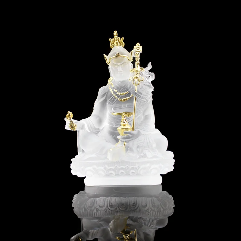 Liuli Laughing Shakyamuni Buddha Statue Crystal Chinese China SCULPTURE Painted Buddhism Folk Art Gift Packaging 85*65*130 *