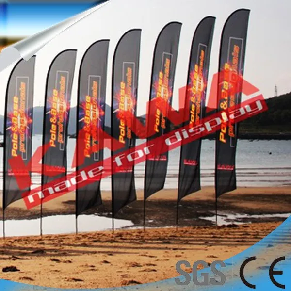 Event swooper flag banner with custom advertising design and cross base