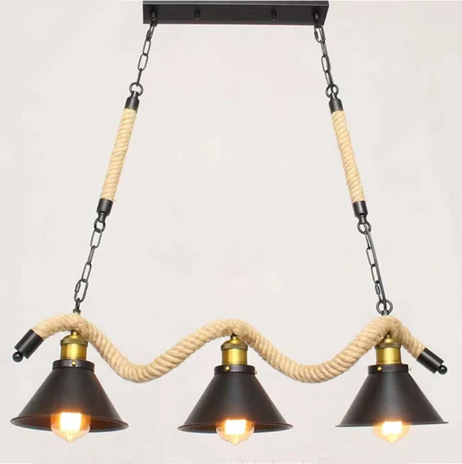 Hot-Selling Retro Loft Vintage Style Iron and Hemp rope Pendant Lamp Hanging Light For Restaurant/Bar/Home (MS15-3)