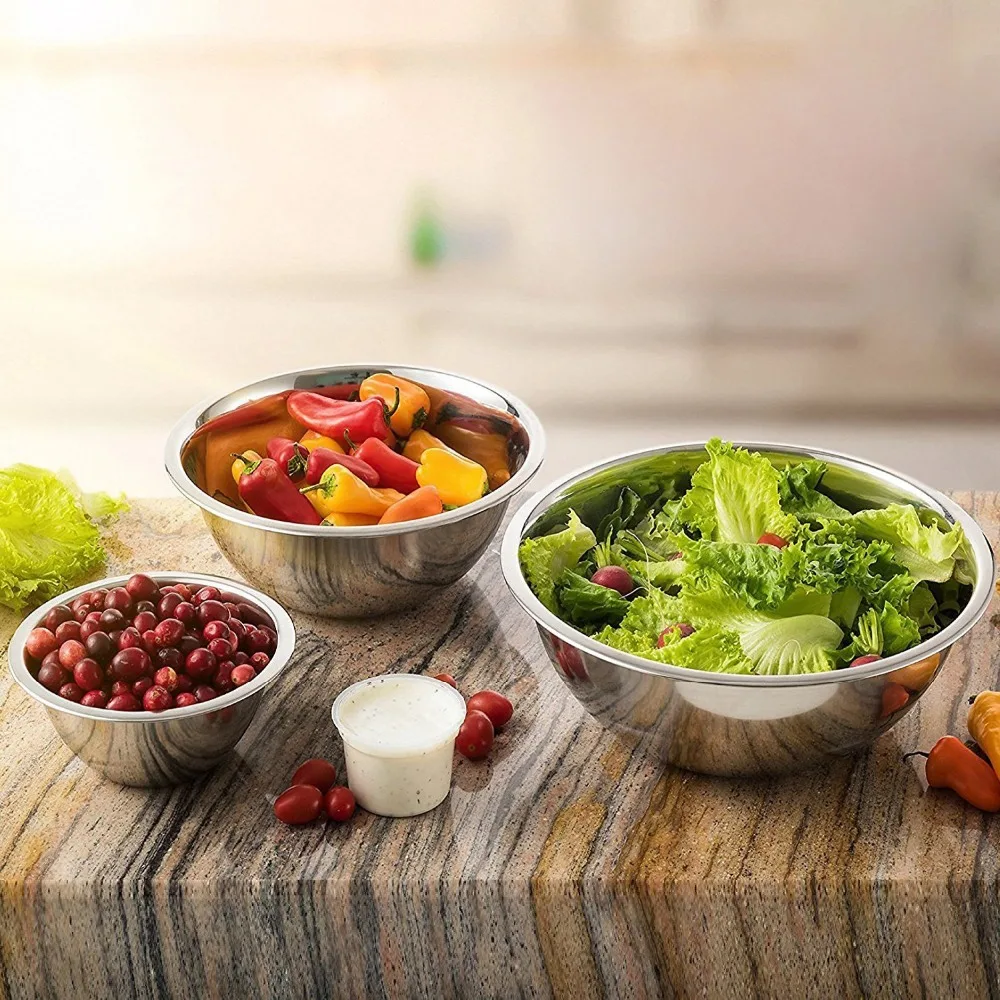 Горячая Распродажа, миски для смешивания из нержавеющей стали (набор из 6), зеркальные готовые миски