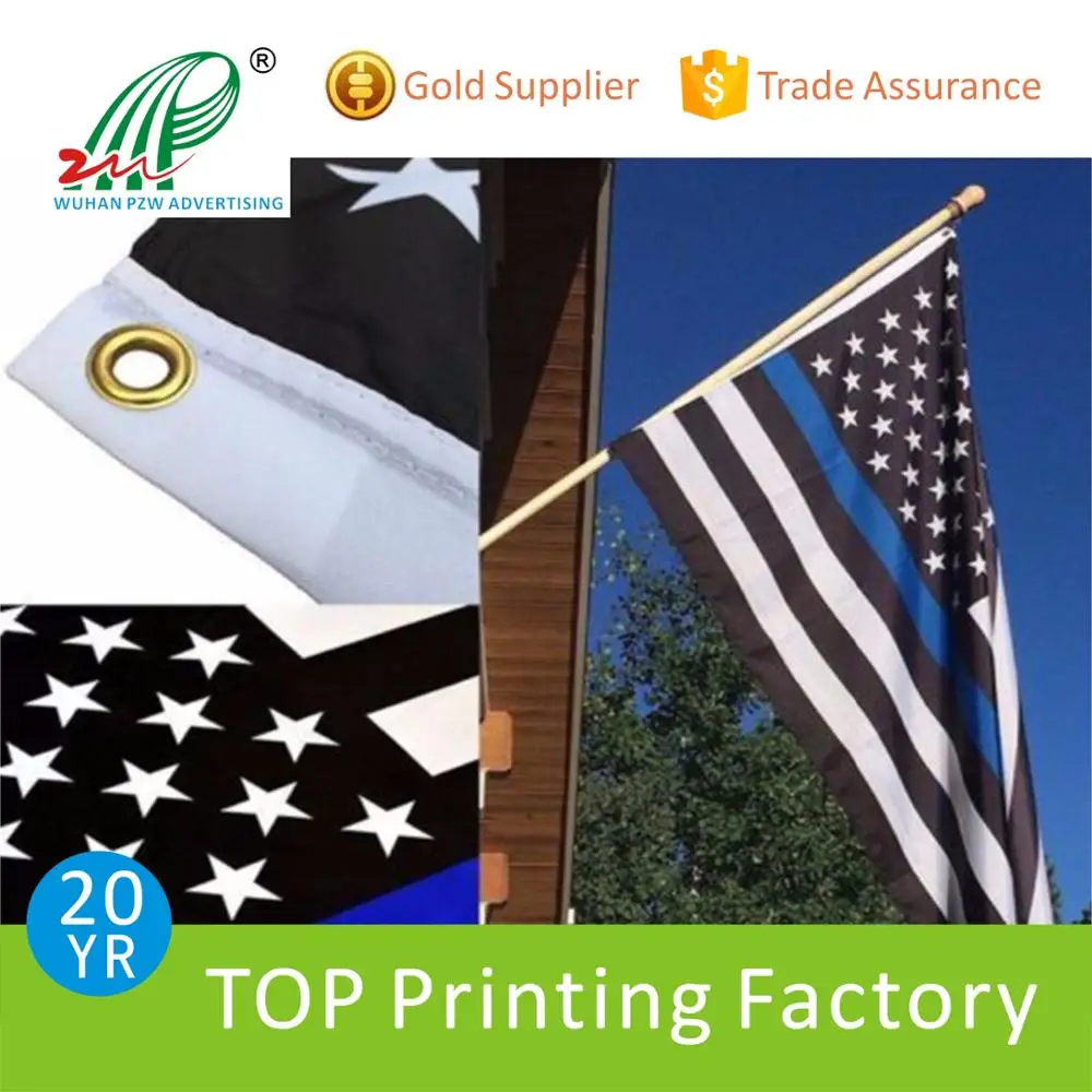 Wholesale High Quality Thin Blue Line Flag 3x5 American Police Flag