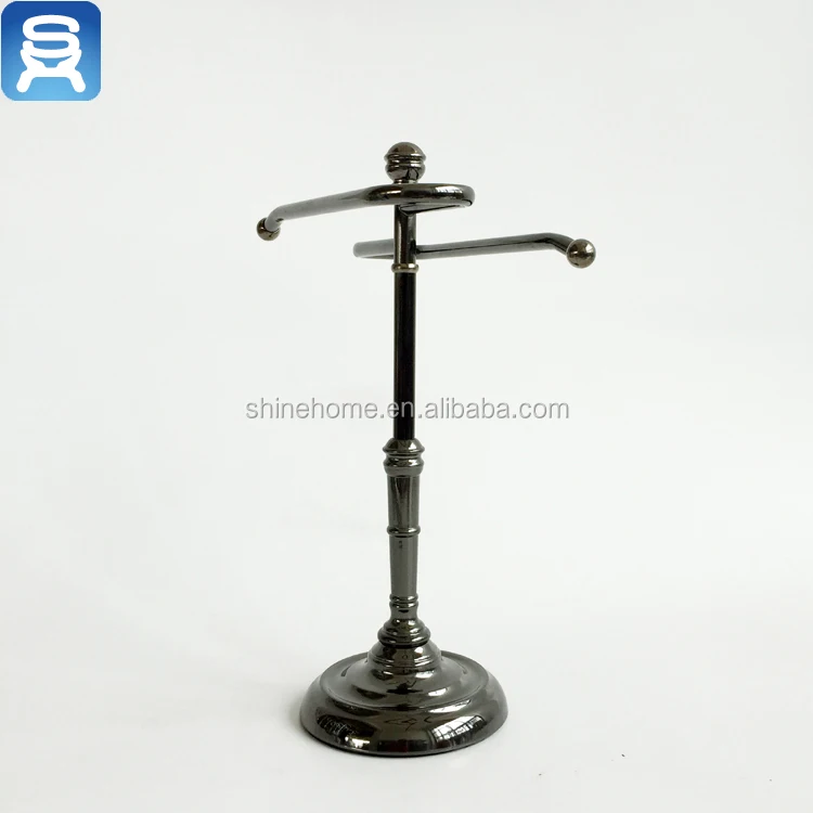 Hot sell bathroom accessory hardware metal hotel table standing towel rack towel holder black nickel plated antique style