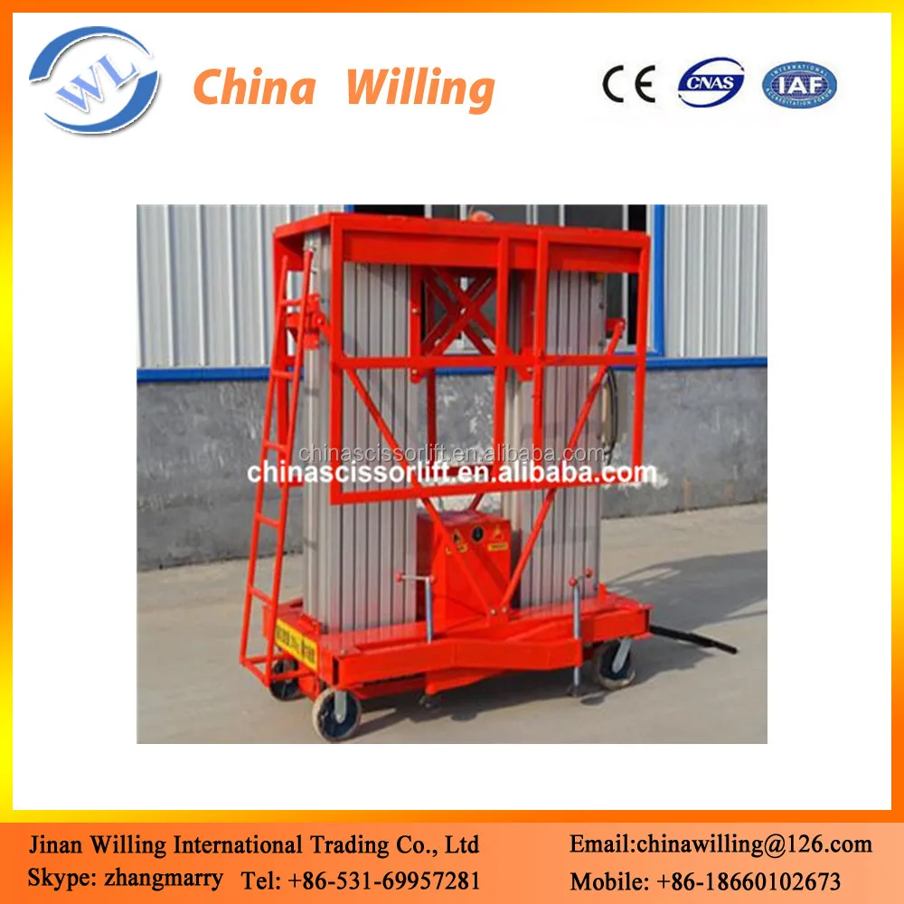 Двойной мачты 16 м сверхмощный алюминиевый сплав подъема подъема рабочей платформы на продажу