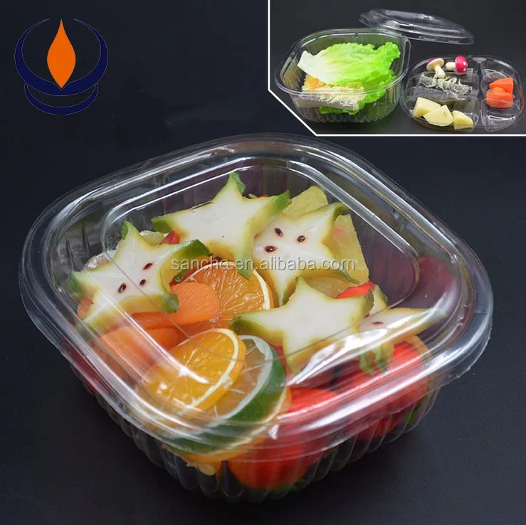 Disposable plastic blister food tray with lid