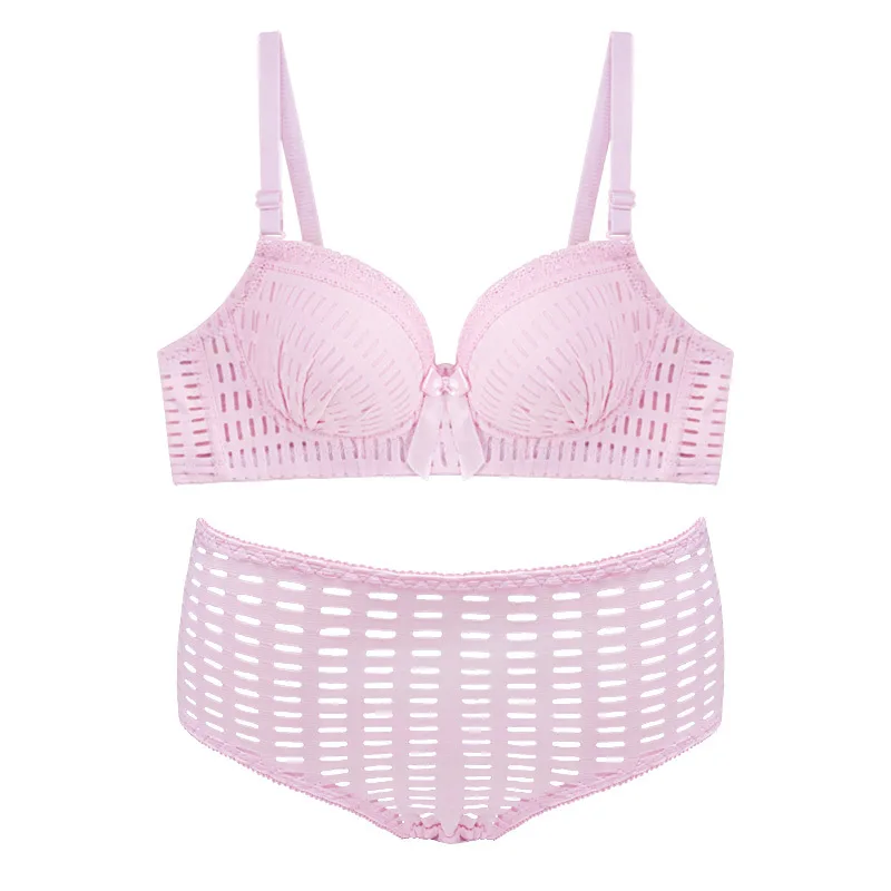 Sexy fancy cup b breathable girls push up lace transparent bra panty set student underwear