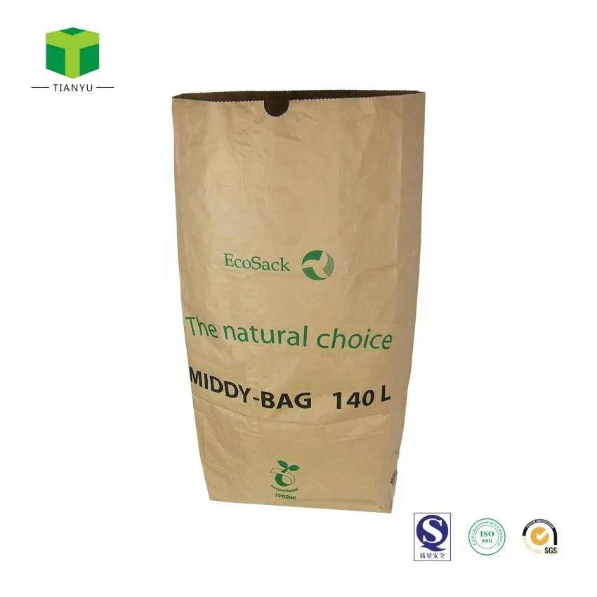Recycled Heavy Duty Stand Brown Kraft Paper Lawn and Leaf Refuse Bag for Home and Garden Collect Tools