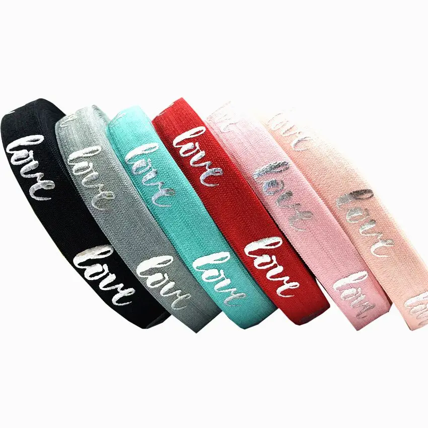 Эластичная Складная лента с принтом «LOVE», 100 ярдов, 5/8 дюйма