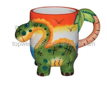 Hot sale 3D cartoon mug, made in China animal mug cow shape ceramic mug sublimation