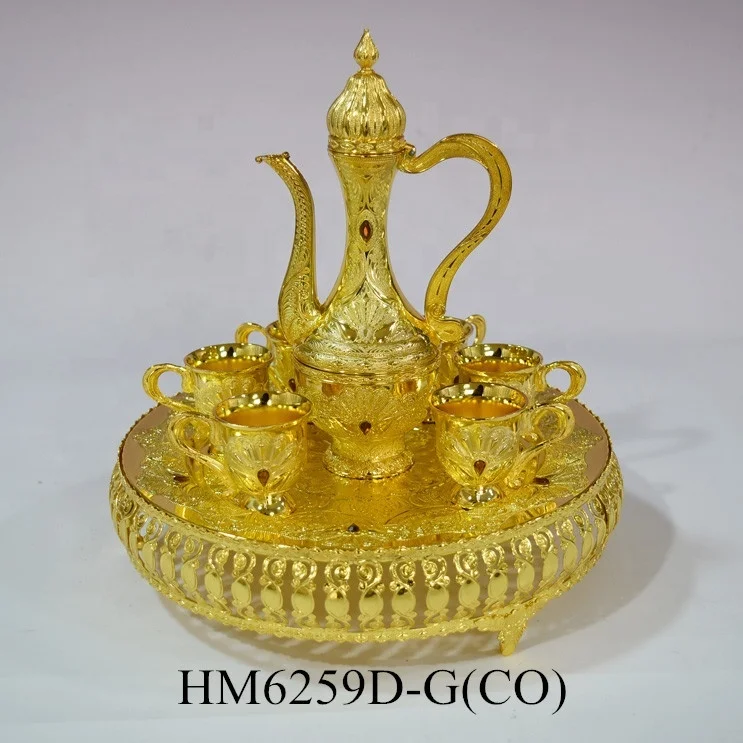 Saudi Arabic Luxury Mid-east Craft Gift 8 pcs Tea Coffee Cup Drinking Set