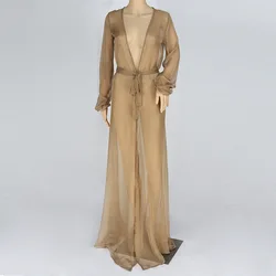 D6163 Ladies Sexy Transparent Dress Maxi  Cover Up Beach Dress