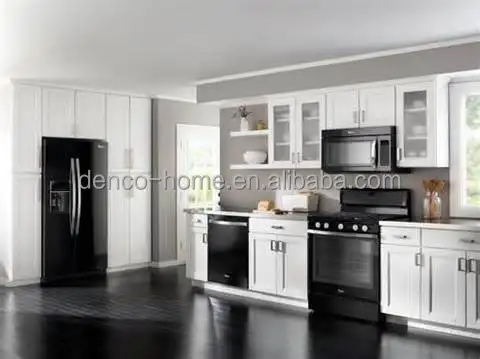 
white solid wood kitchen cabinet with fancy design 