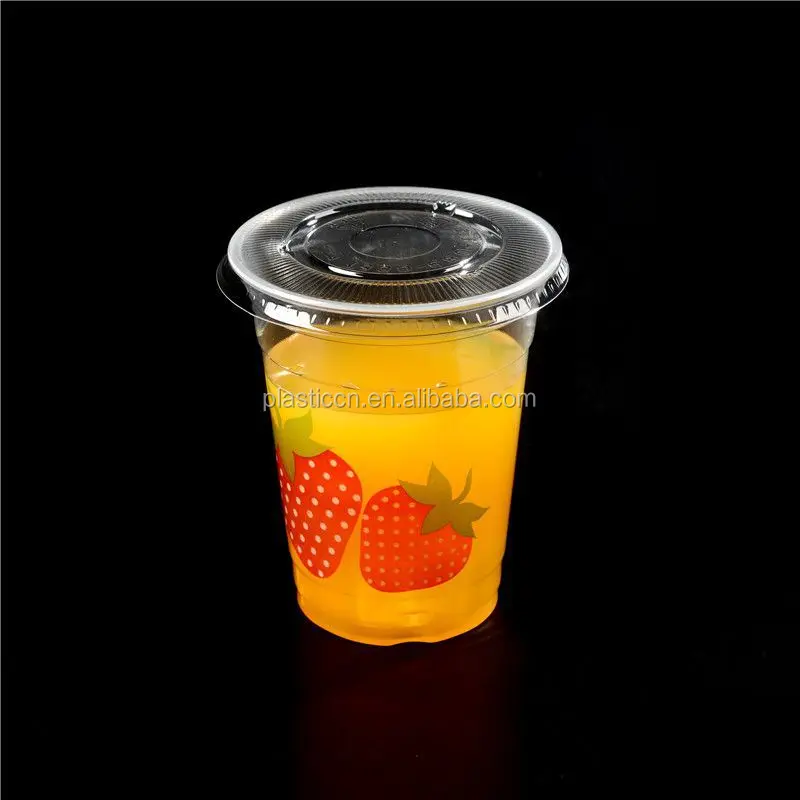 
12oz disposable plastic cups with lid/ pet juice cup with lid/ 10oz disposable plastic glasses 