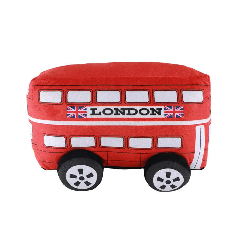 Popular wholesale soft school bus stuffed plush toy car promotion London bus