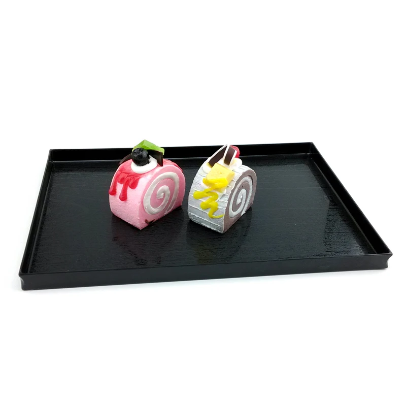 Rectangle reusable black plastic ps disposable plates for different food use