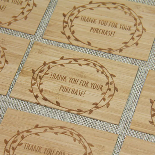 Thank you card Bamboo Wood cheap handmade laser engraved card