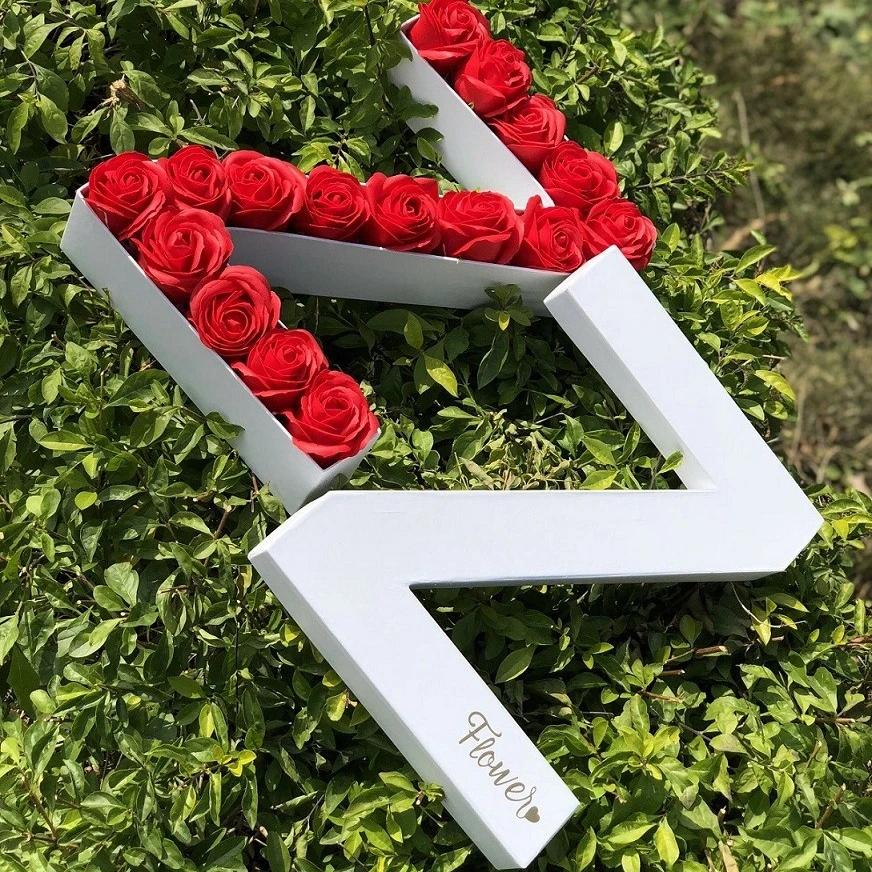 Letter A-Z shaped Customized design high quality paper gift packaging flower boxes