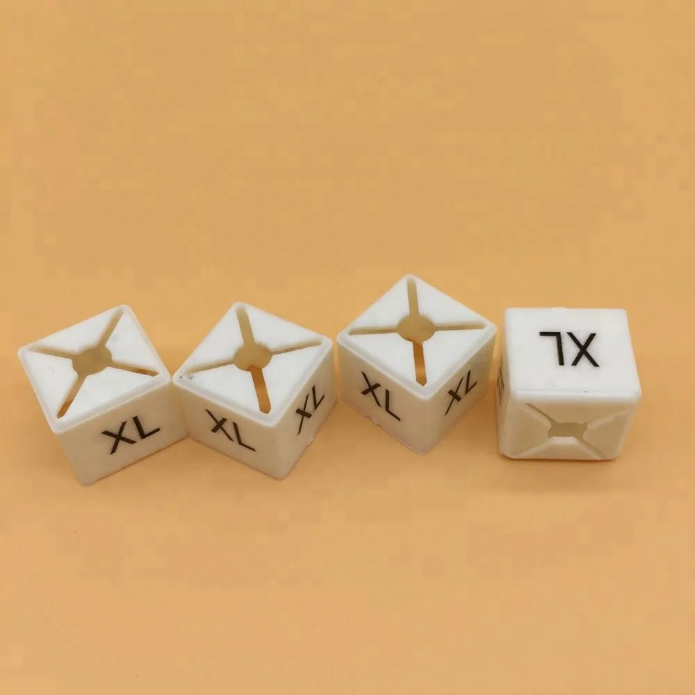 Plastic Size Markers for hangers pre-printed XXS 5XL square clothes hanger tags white size sizers disparity between sizes