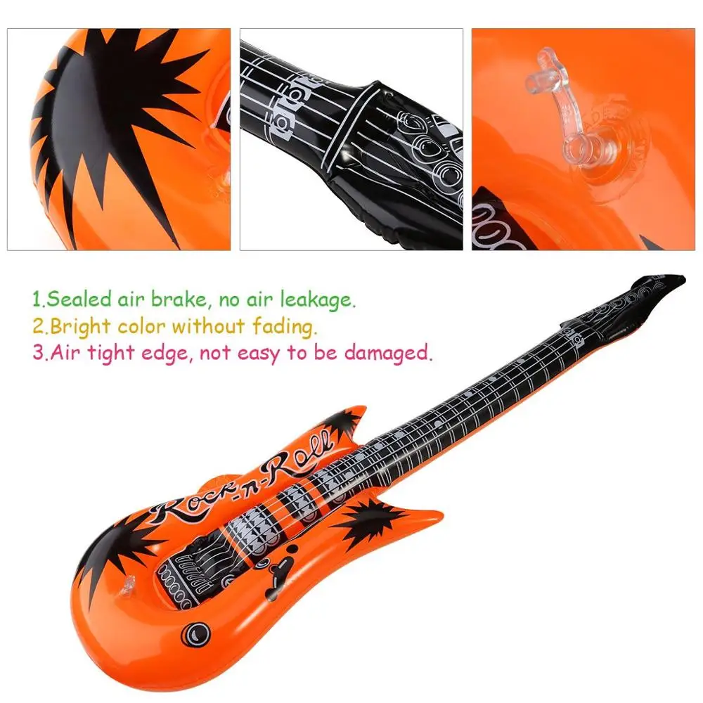 Rock Star Inflatable Guitar Set for Kids Party Accessories Inflatable Toys Waterproof Assorted Colors Party Decoration