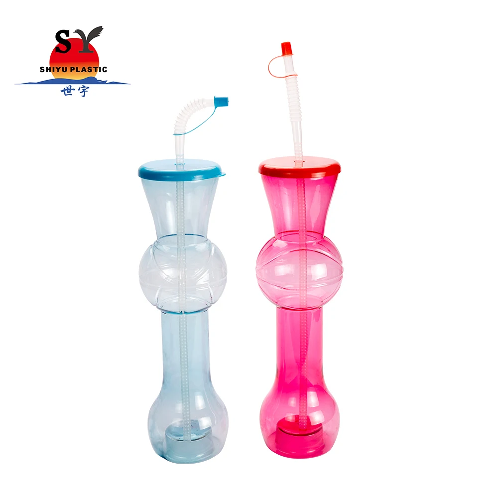 Most popular SY918 1160ml led basketball sports clear slush long drinking beer plastic party yard cups with straw