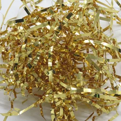 iridescent mirror foil mylar silver color crinkle strip small pieces shredded paper stuffing material metallic shred