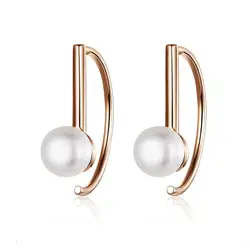 Silver 925 Rose Gold Color Big Circle Geometric Stud Earrings for Women Shell Pearl Earings Female Korea Jewelry