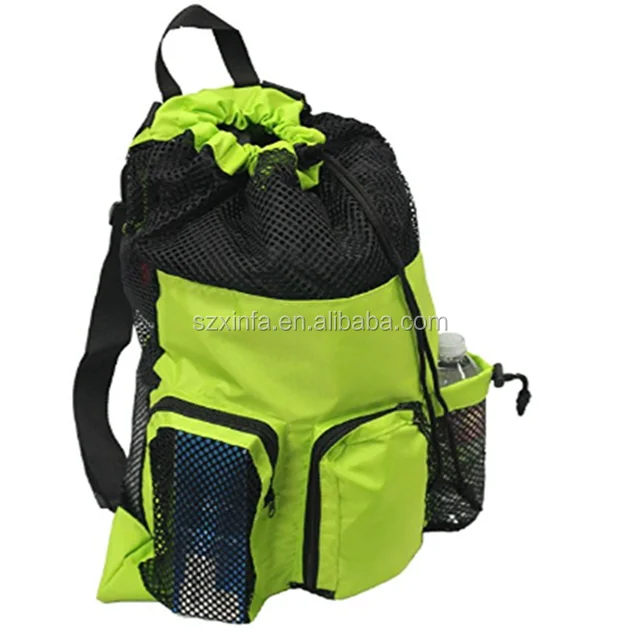 Multi Functional Mesh Bag With Drawstring Shoulder Straps For Swimming, Beach, Diving, Travel, Gym