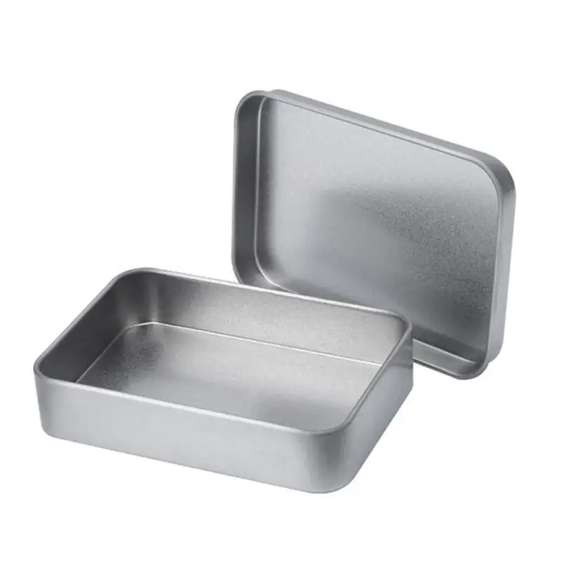 Money Coin Candy Keys Portable Rectangle Small Metal Headphones  Boxes Silver Flip Cheap Storage Tin Can