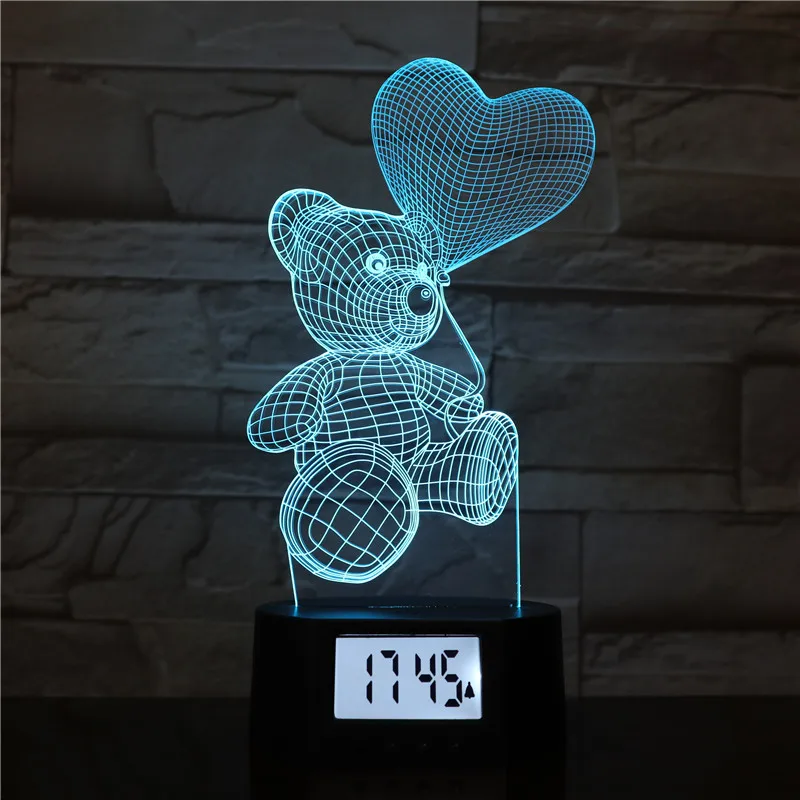 
KS 3D-076 Multi-Function 3D LED Digital desk Alarm Clock with Snooze Function 12/24 Hours Display 