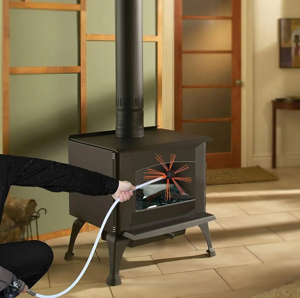 20 Feet Fireplace Electric Rotary Brush Extendable Sweep Chimney Typhoon Cleaning Brush Kit