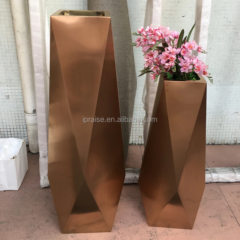 Outdoor rose gold home decor large indoor floor vase / plant pots