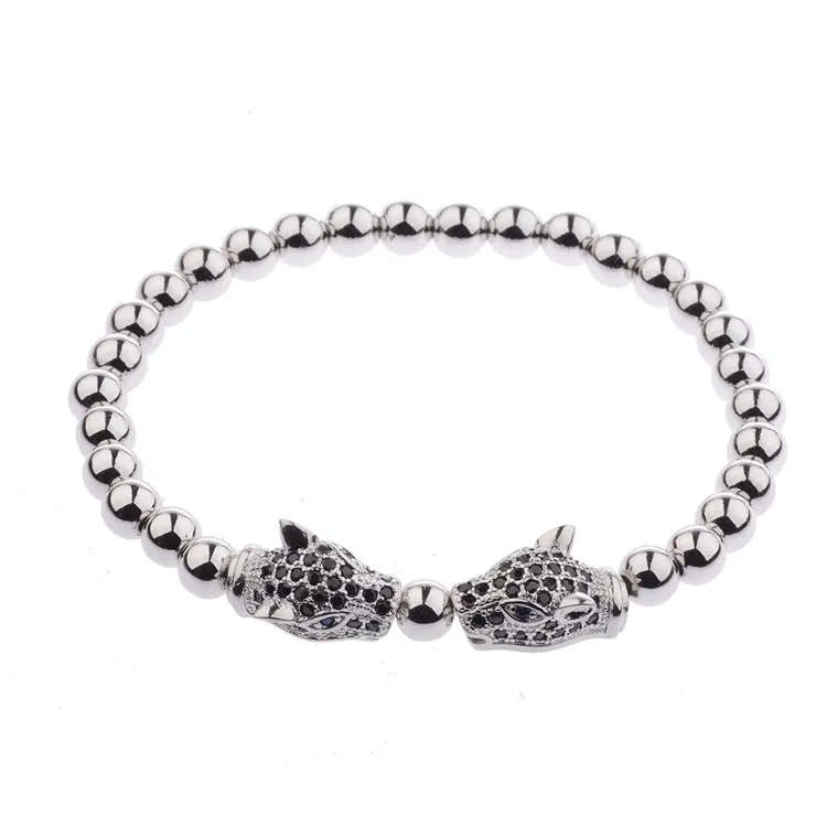 Factory 2024 Hot Selling Leopard Head Charms Beads Bracelet Gold Plating Copper Beads Bangle Bracelets Women Lovers