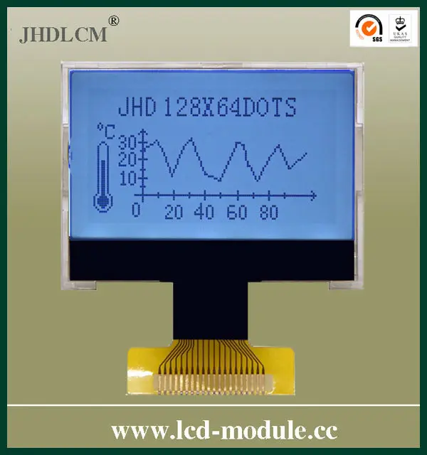 Stn положительные 128x64 зубчатых lcd JHD12864-G105BTW-BW
